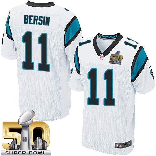 Men's Elite Brenton Bersin Super Bowl L Nike Jersey White Road - #11 NFL Carolina Panthers